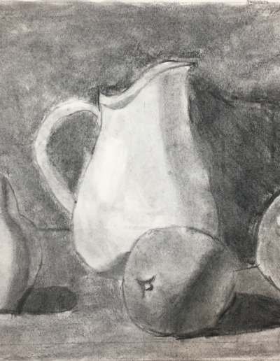 Myla's first charcoal still life, age 9